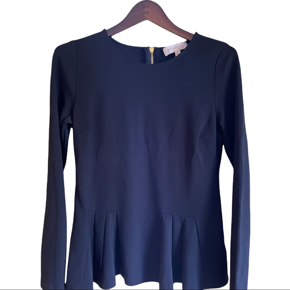 Philosophy black peplum top